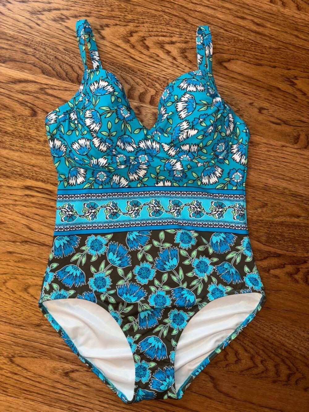 NEW Lands’ End Sculpting Targeted Control Draped One Piece Floral Swimsuit SZ 8